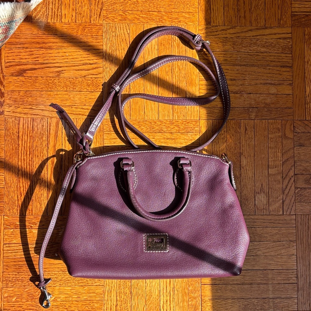 Dooney & Bourke Elegant Purple Leather Crossbody Satchel